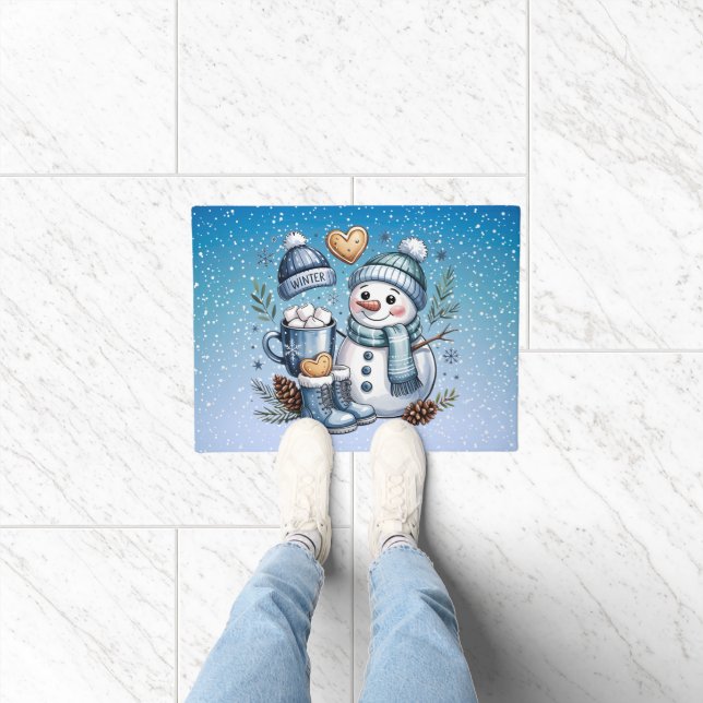 Winter Cosy Snowman Doormat (Indoor)