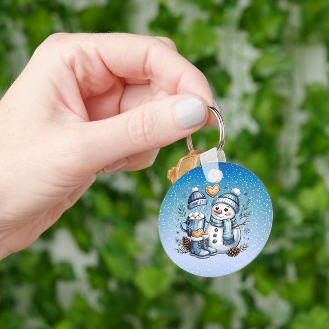 Winter Cosy Snowman Key Ring (Hand)