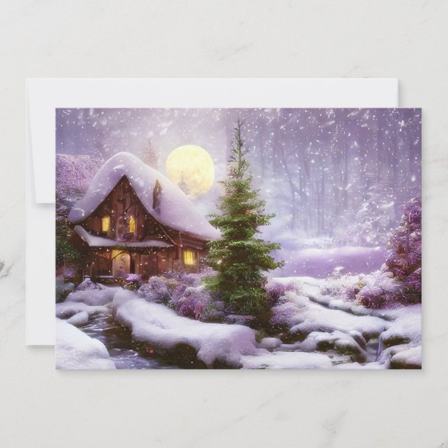 Winter cottage budget  holiday card (Front)