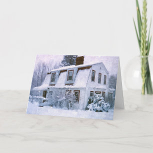 WINTER  COTTAGE CUSTOM MERRY CHRISTMAS HOLIDAY CARD