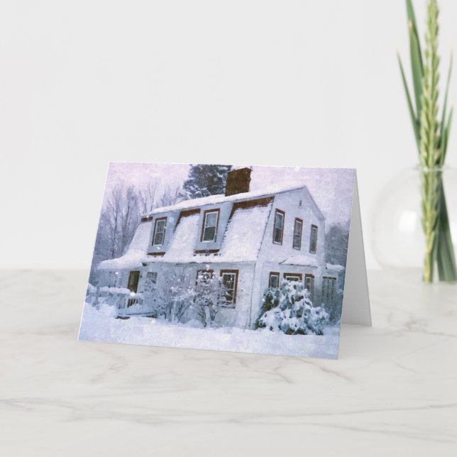 WINTER  COTTAGE CUSTOM MERRY CHRISTMAS HOLIDAY CARD (Front)