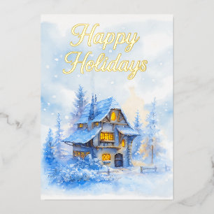 Winter Cottage Holiday Business Cosy Snowy Scene