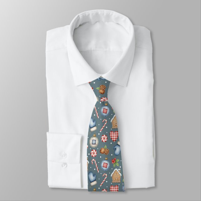 Winter Cottage - Mittens, Gingerbread & Sweets Tie (Tied)