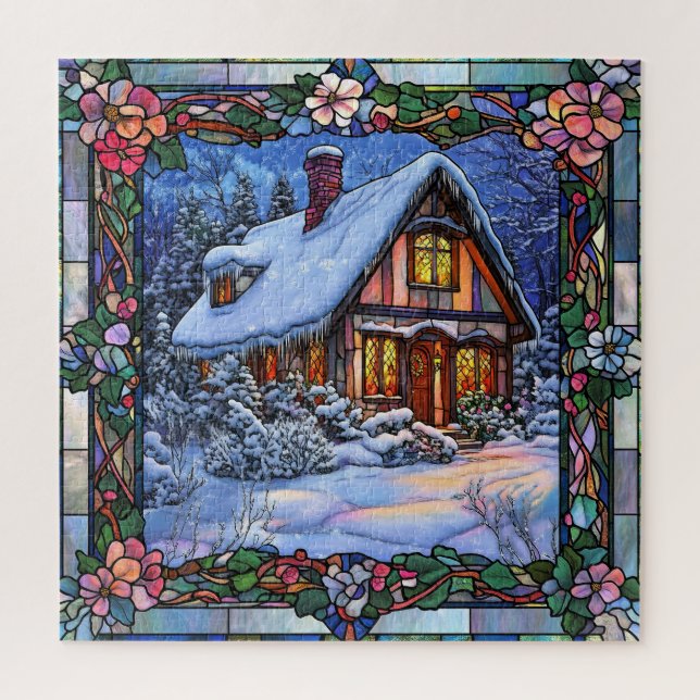 Winter Cottage Puzzle (Vertical)