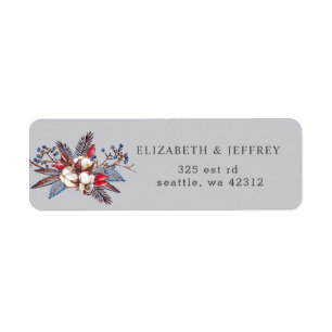 Winter Cotton Dusty Blue Red Berries wedding