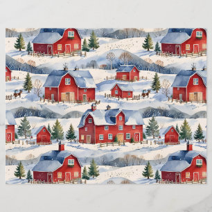 Winter Country Farm & Red Barns
