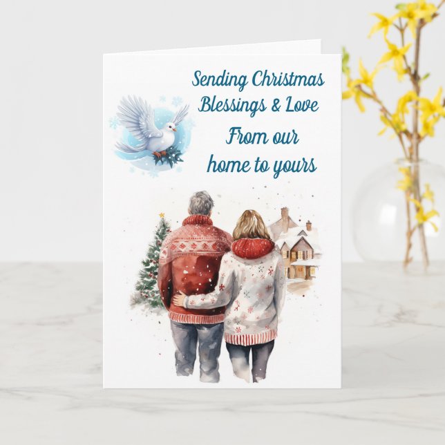 Winter couple editable Christmas card (Yellow Flower)