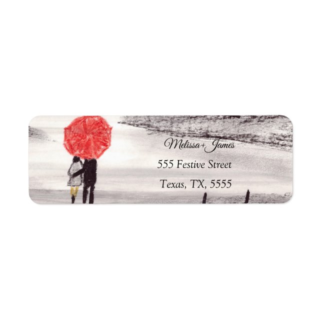 Winter Couple Red Umbrella Festive Wedding (Front)