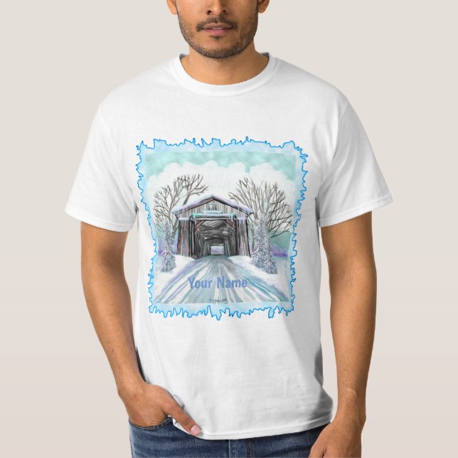 Winter Covered Bridge t-shirt (Front)