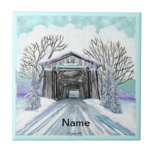 Winter Covered Bridge Tile