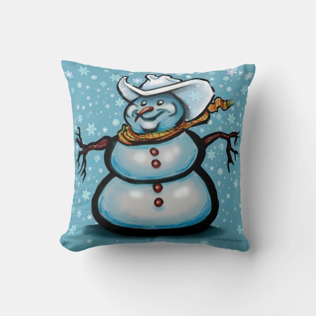 Winter Cowboy Throw Pillow (Front)