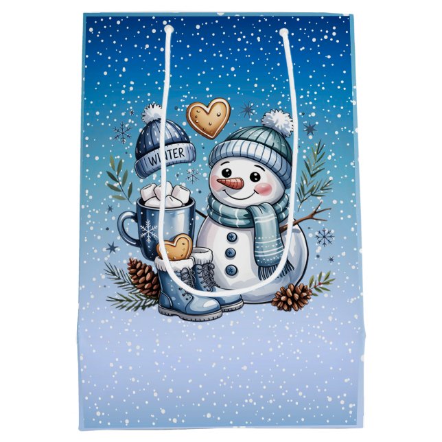 Winter Cozy Snowman Medium Gift Bag (Back)