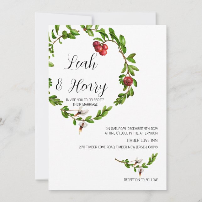 Winter Cranberry Wedding Invite (Front)