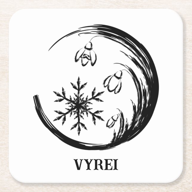Winter Crest Square Paper Coaster (Front)