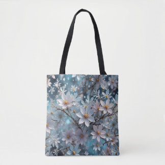 Winter Crystal Frost Sakura Blossom Tote  Bag