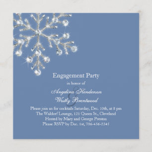Winter Crystal Snowflake Engagement Party Invite