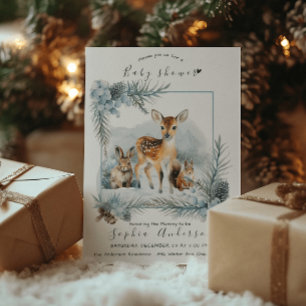 Winter Cute Animals Modern Baby Shower Invitation