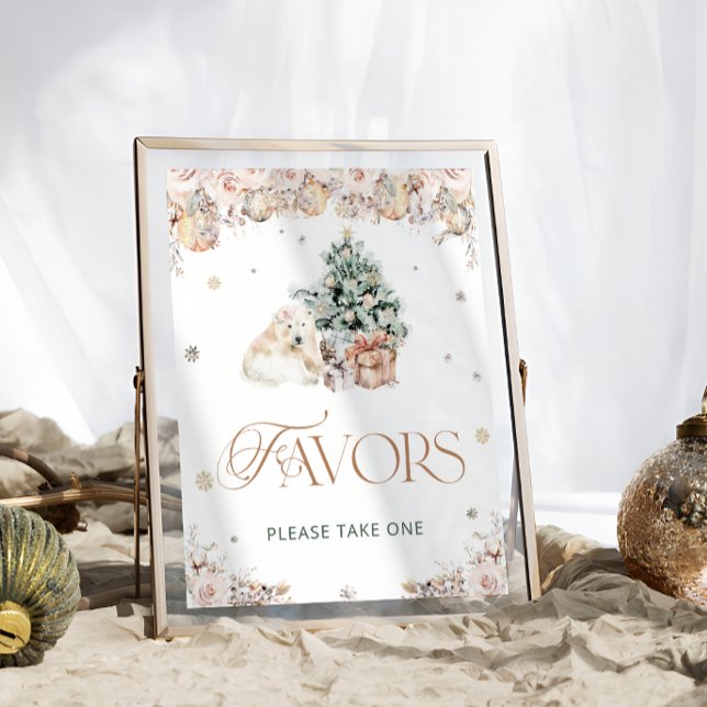 Winter Cute Polar Bear Baby Shower Favours Poster (Creator Uploaded)