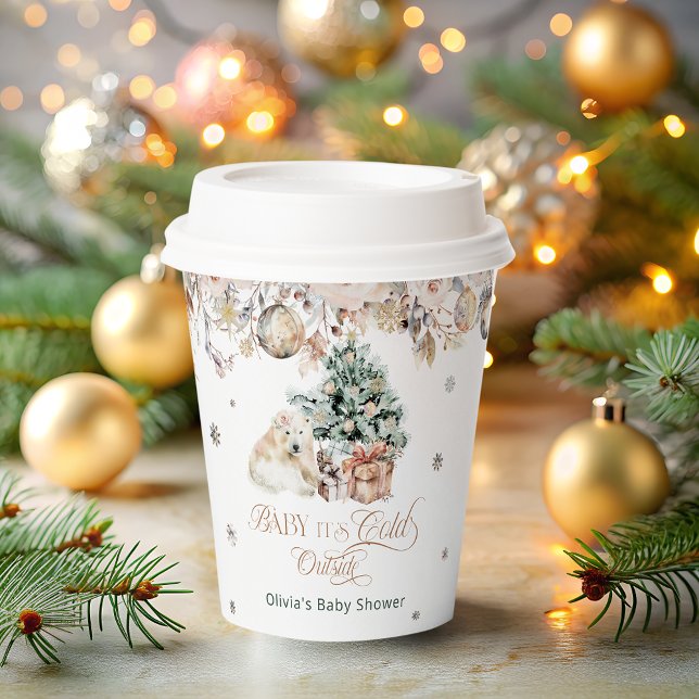 Winter Cute Polar Bear Baby Shower Paper Cups (Creator Uploaded)