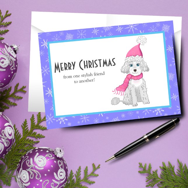 Winter Cute Poodle Merry Christmas Friendship Holiday Card (Winter Cute Poodle Merry Christmas Friendship Holiday perfect for dog lovers!)