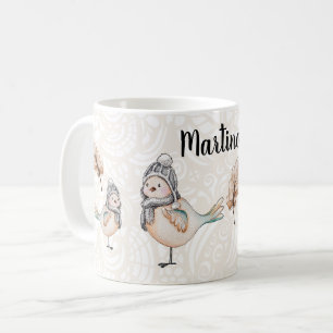 Winter Cute Sparrow Illustration Coffee Mug