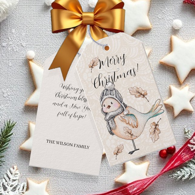 Winter Cute Sparrow Illustration Gift Tags (Creator Uploaded)