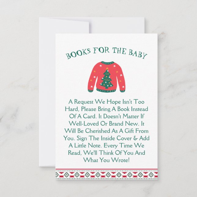 Winter cute Ugly Sweater Books For Baby Shower Invitation (Front)