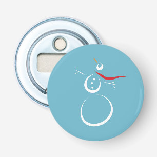 Winter Cyan Cute Snowman Bottle Opener