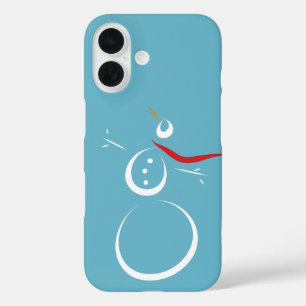 Winter Cyan Cute Snowman iPhone 16 Case