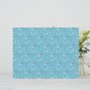Winter Cyan Cute Snowman Family Pattern