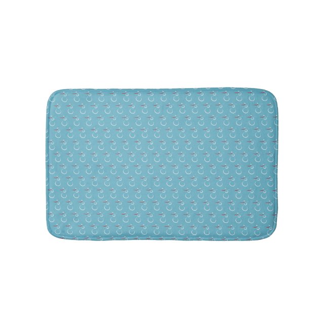 Winter Cyan Cute Snowman Pattern Bath Mat (Front)