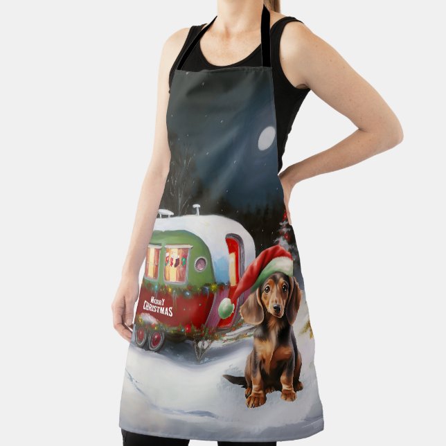 Winter Dachshund Caravan Christmas Adventure  Apron (Insitu)