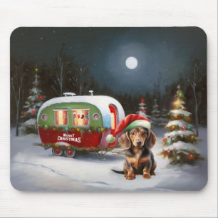 Winter Dachshund Caravan Christmas Adventure  Mouse Mat