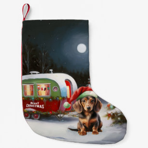 Winter Dachshund Caravan Christmas Adventure  Small Christmas Stocking