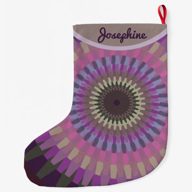 Winter Dahlia - Purple Evening Colours Personalise Large Christmas Stocking (Back)