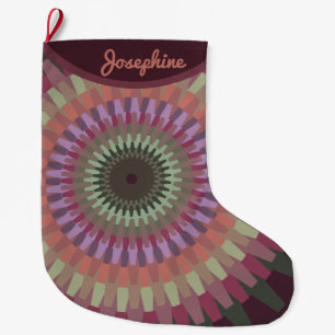 Winter Dalia in Warm Muted Colours - Personalised Large Christmas Stocking