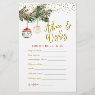 Winter Deck the Halls Bridal Shower Adive & Wishes