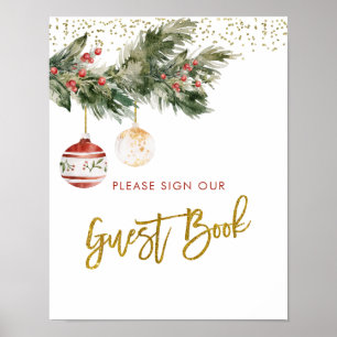 Winter Deck the Halls Bridal Shower Guest Book