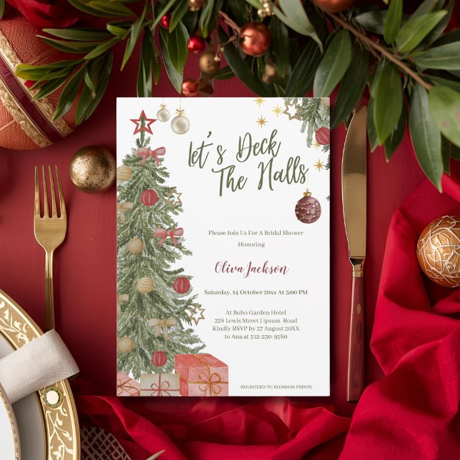 Winter Deck the Halls Bridal Shower Invitation (Creator Uploaded)