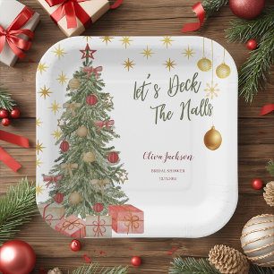 Winter Deck the Halls Bridal Shower Invitation Paper Plate