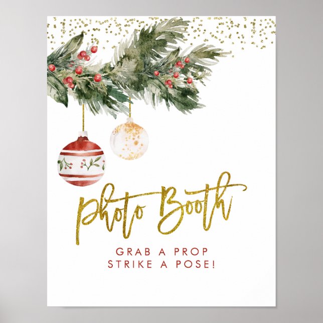Winter Deck the Halls Bridal Shower Photo booth Poster (Front)