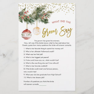 Winter Deck the Halls Bridal Shower What Groom Say
