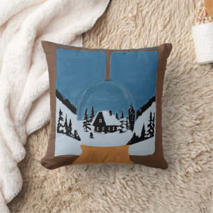 Winter Decorative Snow Globe Cushion