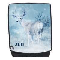 Winter Deer and Pine Trees Monogram