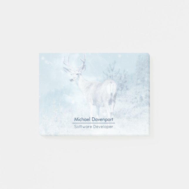Winter Deer and Pine Trees Personalised Post-it Notes (Front)