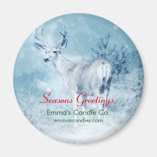 Winter Deer and Pine Trees Seasons Greetings Magnet