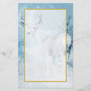 Winter Deer and Pine Trees Stationery