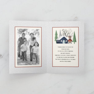 Winter deer and trees Christmas photo folded Holiday Card