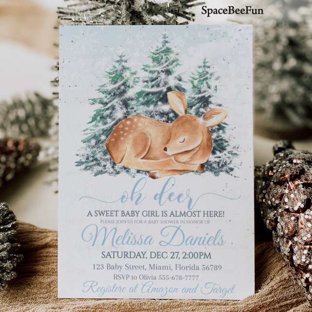 Winter Deer Baby Shower invitation Boy Deer Winter (Winter Deer Baby Shower invitation Boy Deer Winter Deer Boy Invite  It's Cold Outside Christmas )