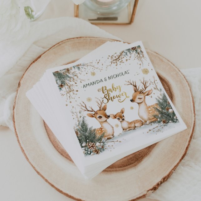 Winter Deer Baby Shower Napkin (Creator Uploaded)